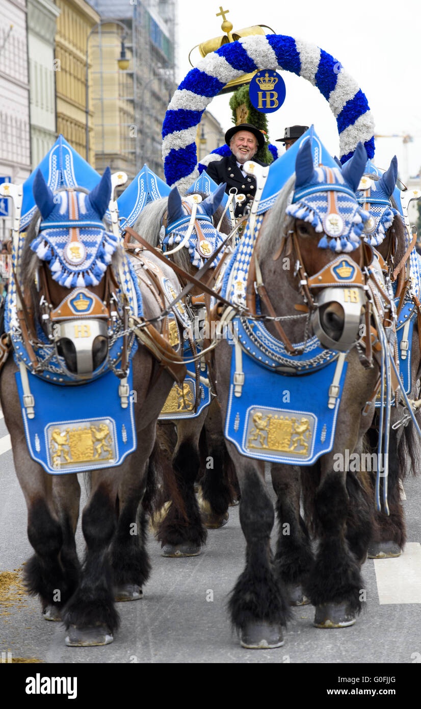 opening parade of Oktoberfest in Munich Stock Photo