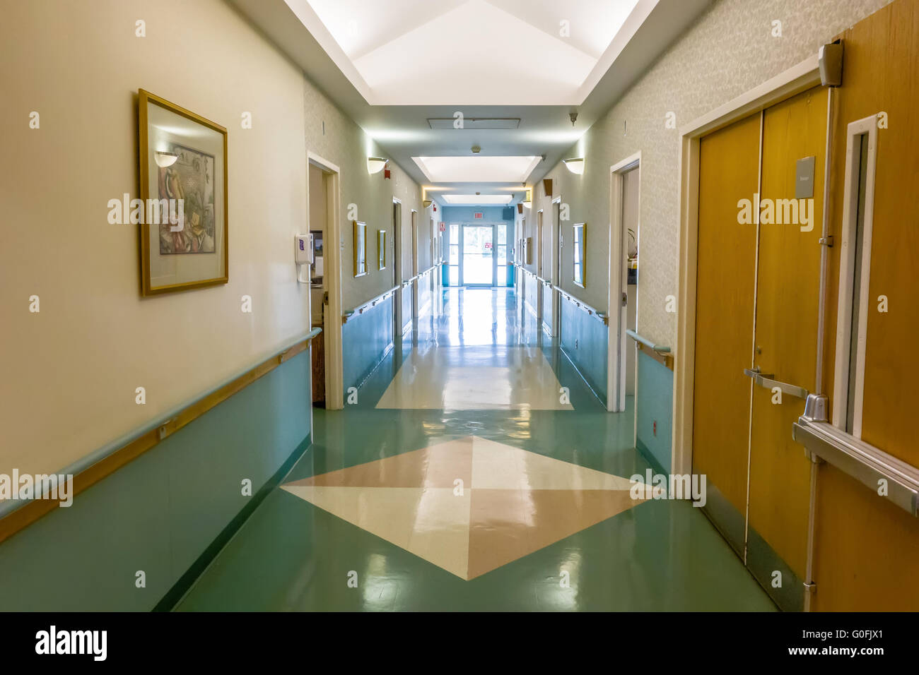 hospital hallway interior architecture and finishes in corridor Stock Photo