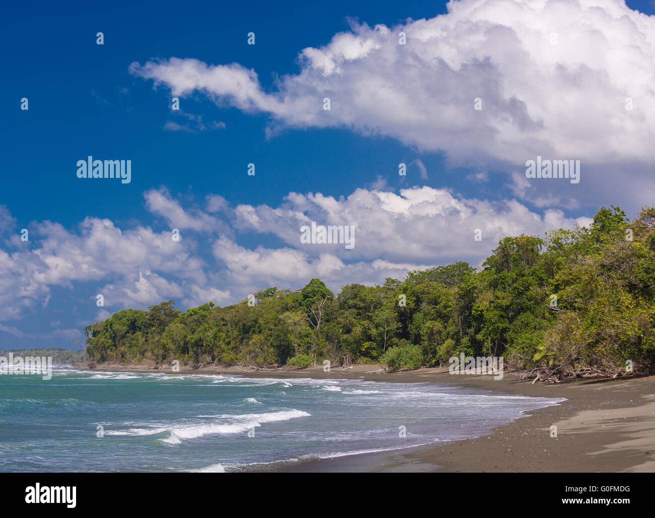 CORCOVADO NATIONAL PARK, COSTA RICA - Beach on Pacific Ocean, Osa Peninsula. Stock Photo