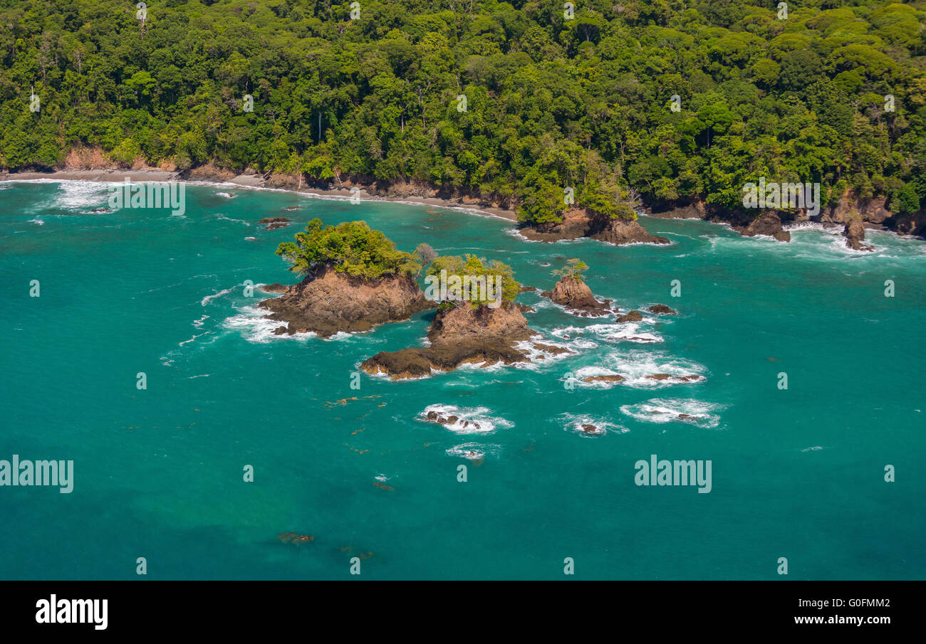 CORCOVADO NATIONAL PARK, COSTA RICA - Rain forest and Pacific coast of Osa Peninsula. Stock Photo