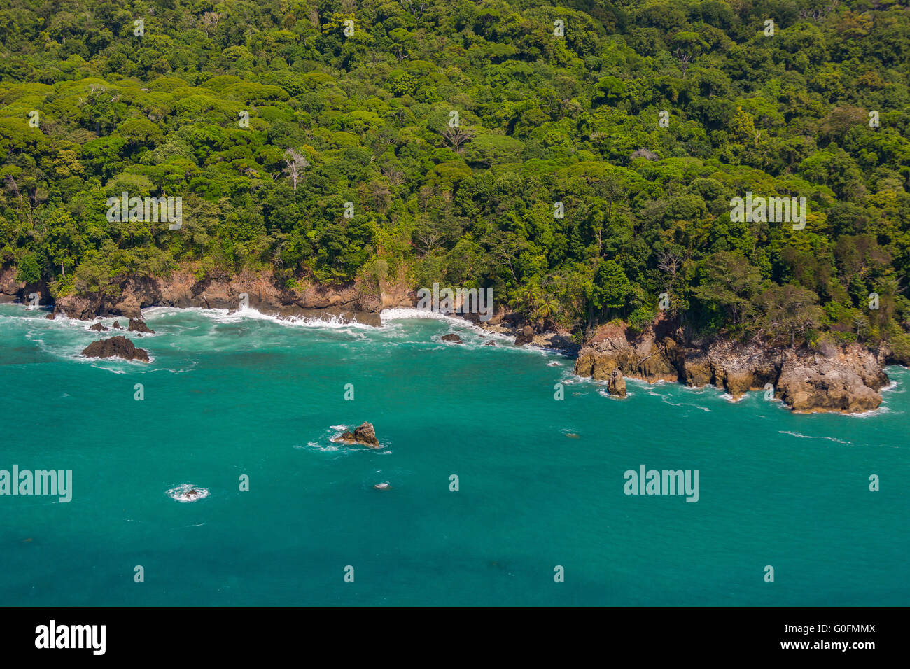 CORCOVADO NATIONAL PARK, COSTA RICA - Rain forest and Pacific coast of Osa Peninsula. Stock Photo