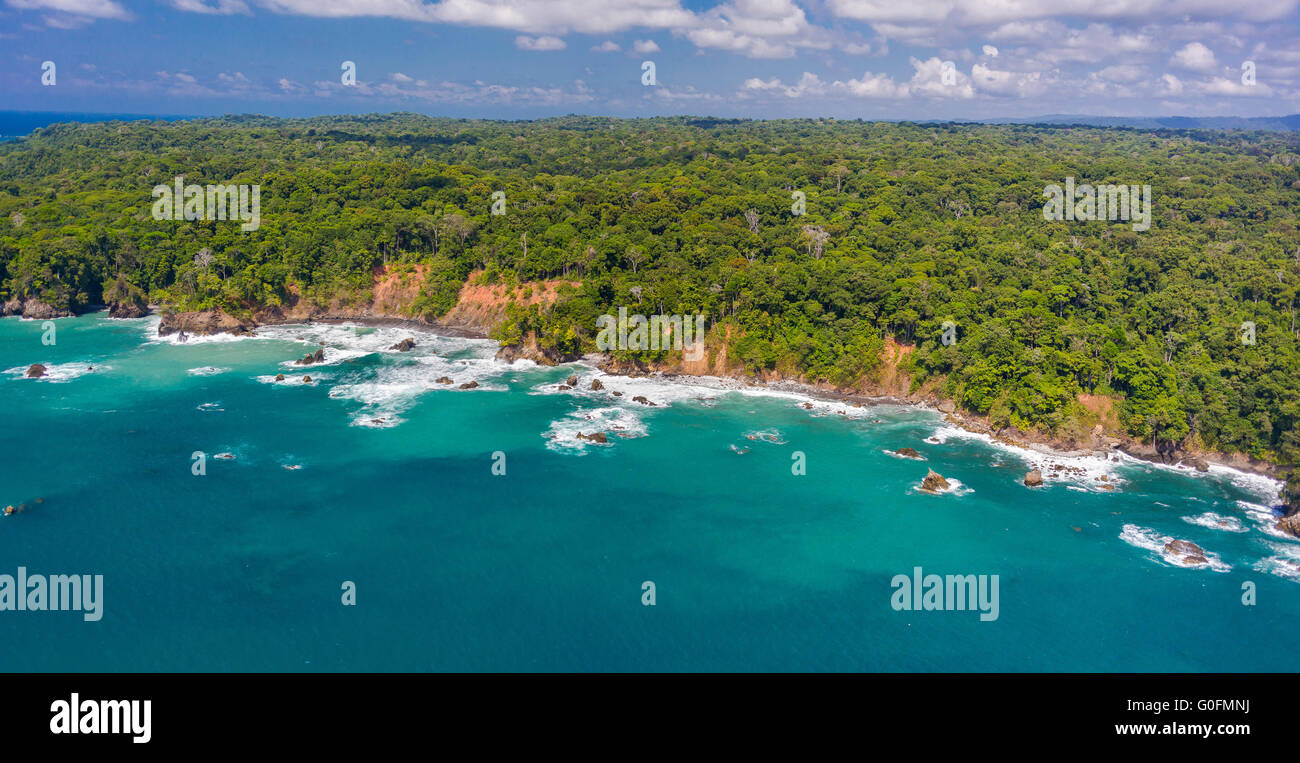 CORCOVADO NATIONAL PARK, COSTA RICA - Rain forest and Pacific coast of Osa Peninsula. Stock Photo