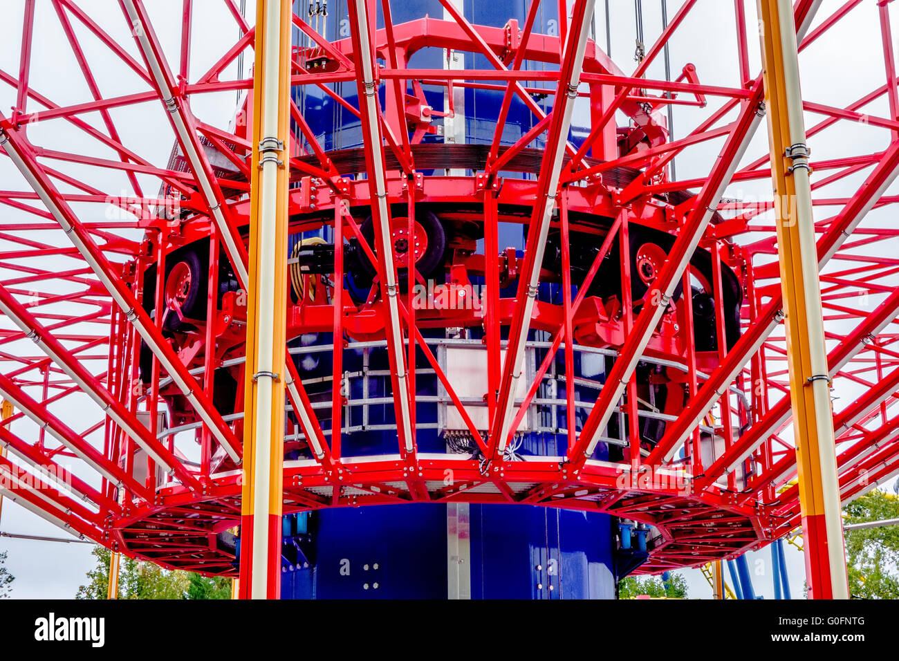 crazy rollercoaster rides at amusement park Stock Photo Alamy
