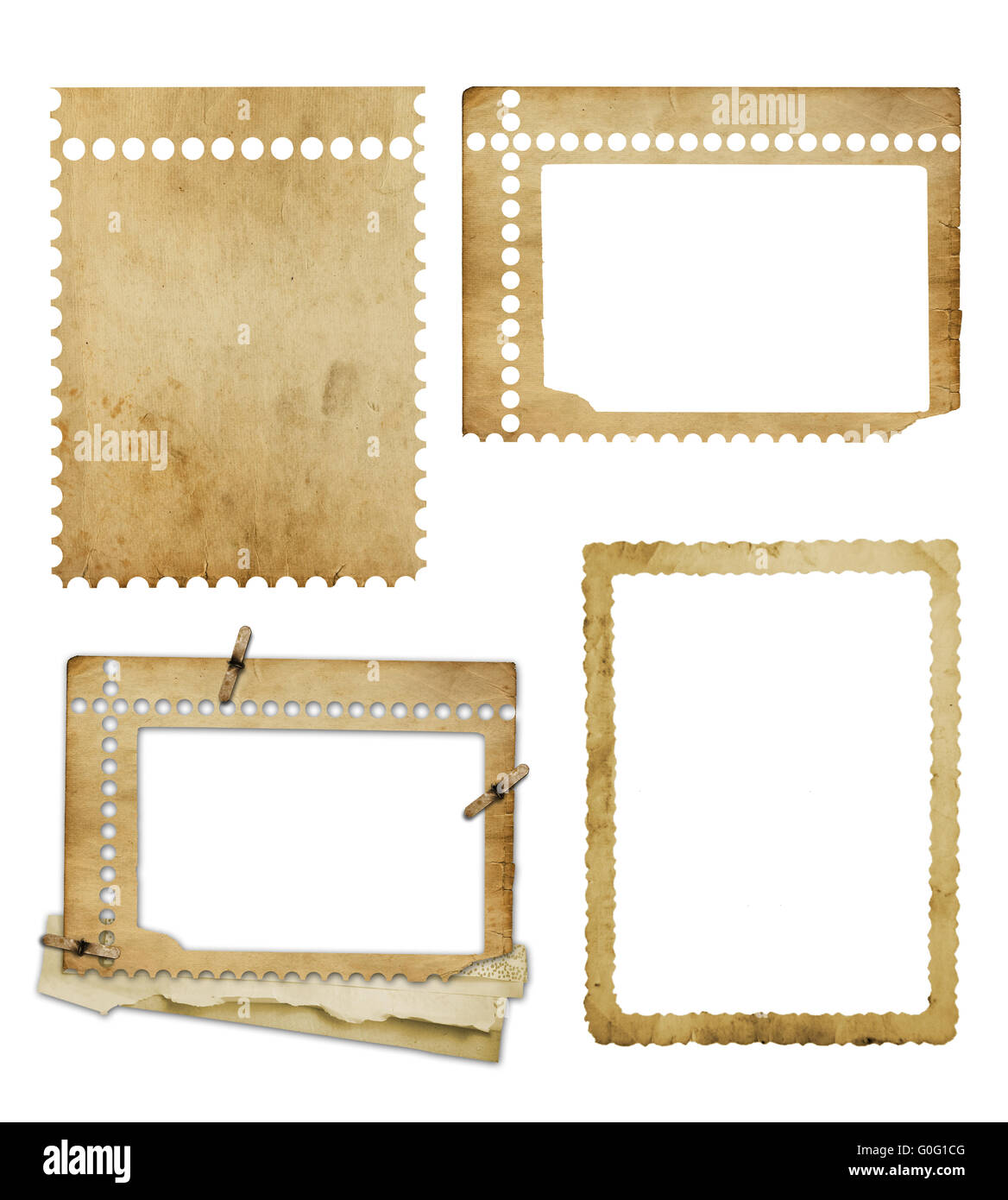 Set of old photo paper texture isolated on white background Stock Photo ...