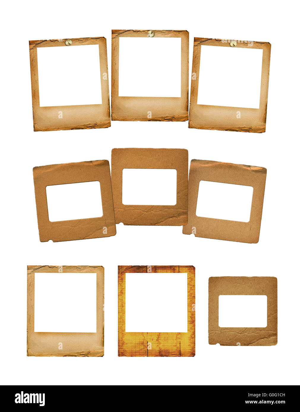 Set of old photo paper texture isolated on white background Stock Photo ...