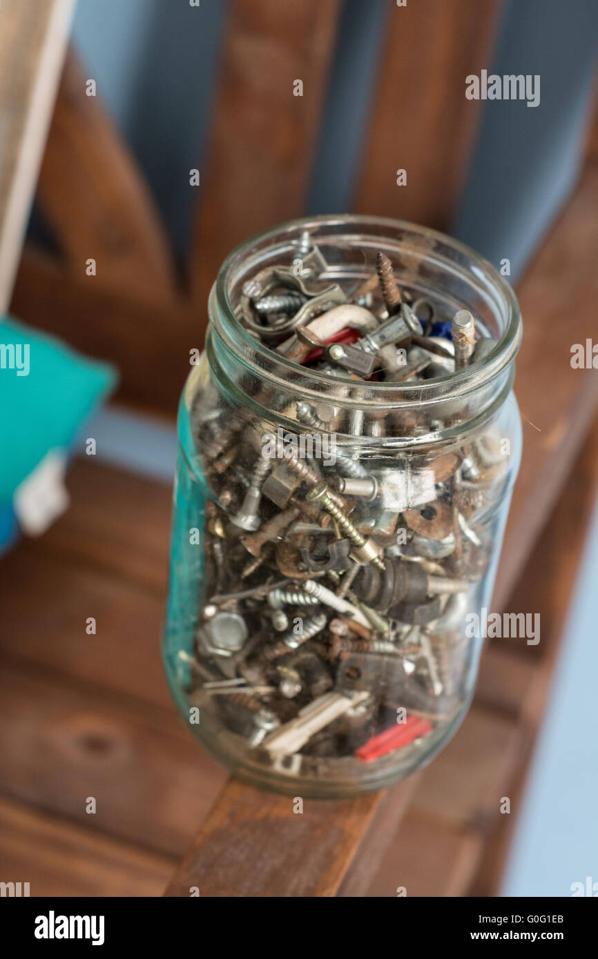 Jar of screws and nuts Stock Photo Alamy
