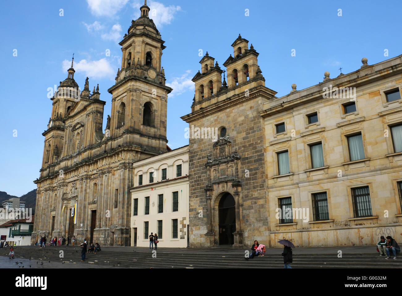 Primatial Cathedral Of Bogotá, Bolivar Square, Bogota, Colombia Stock ...