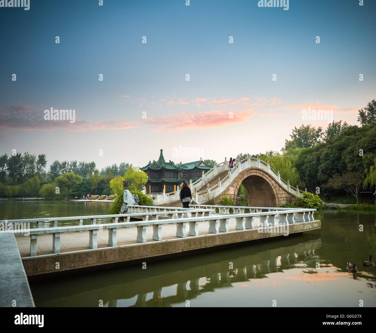 yangzhou landscape in sunset Stock Photo