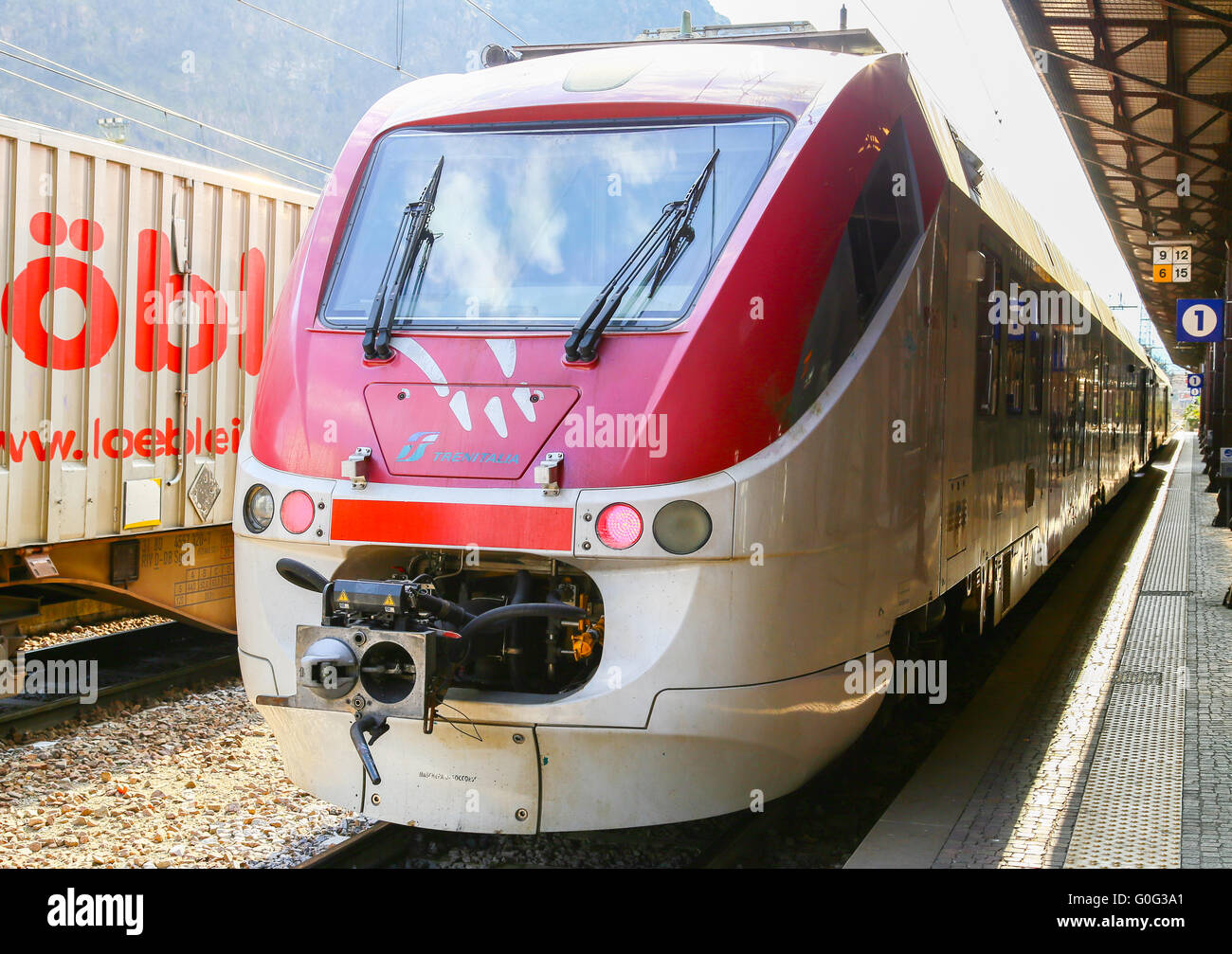 Trains in Bolzano Stock Photo