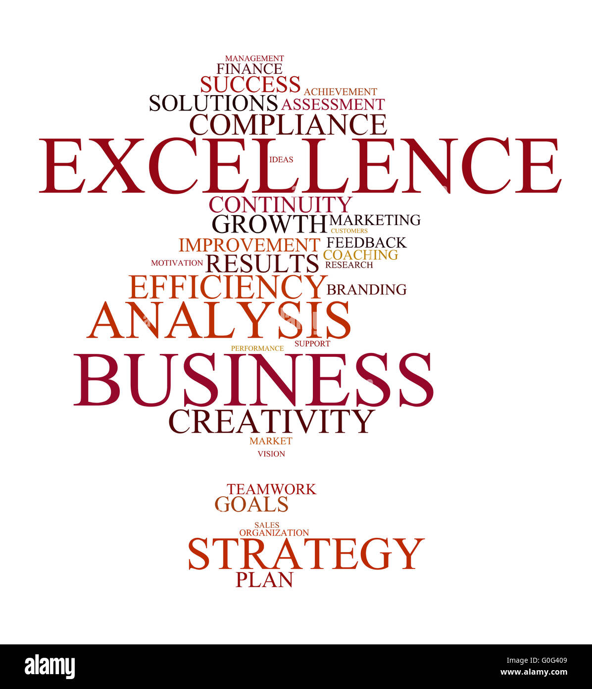 word cloud for business, analysis, strategy and excellence Stock Photo