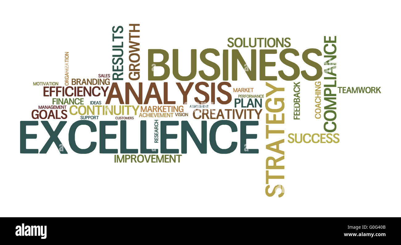word cloud for business, analysis, strategy and excellence Stock Photo