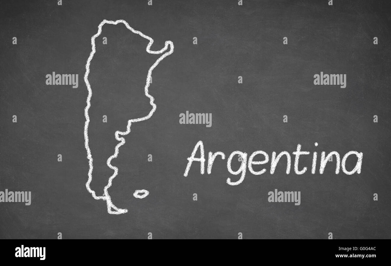 Argentina map drawn on chalkboard Stock Photo