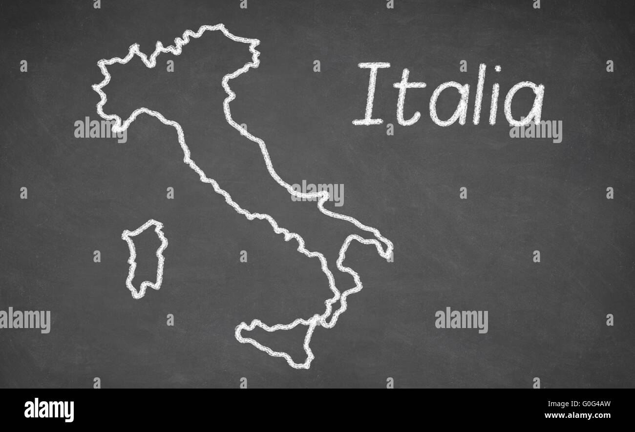 Italy map drawn on chalkboard Stock Photo