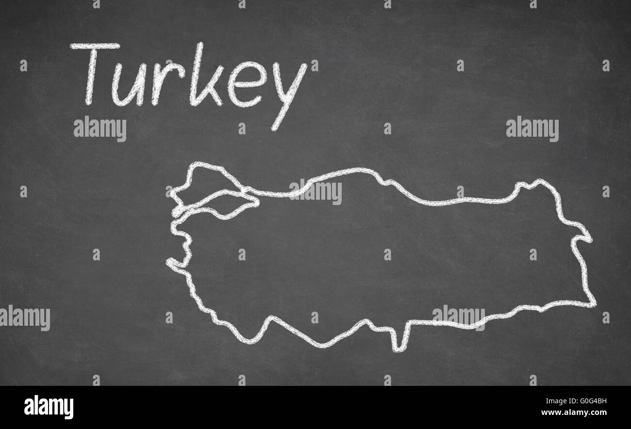 Turkey map drawn on chalkboard Stock Photo Alamy