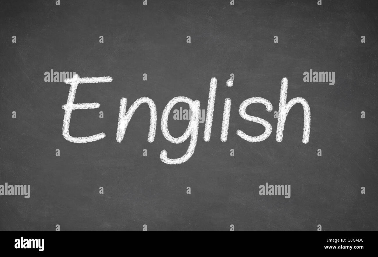 English lesson on blackboard or chalkboard. Stock Photo