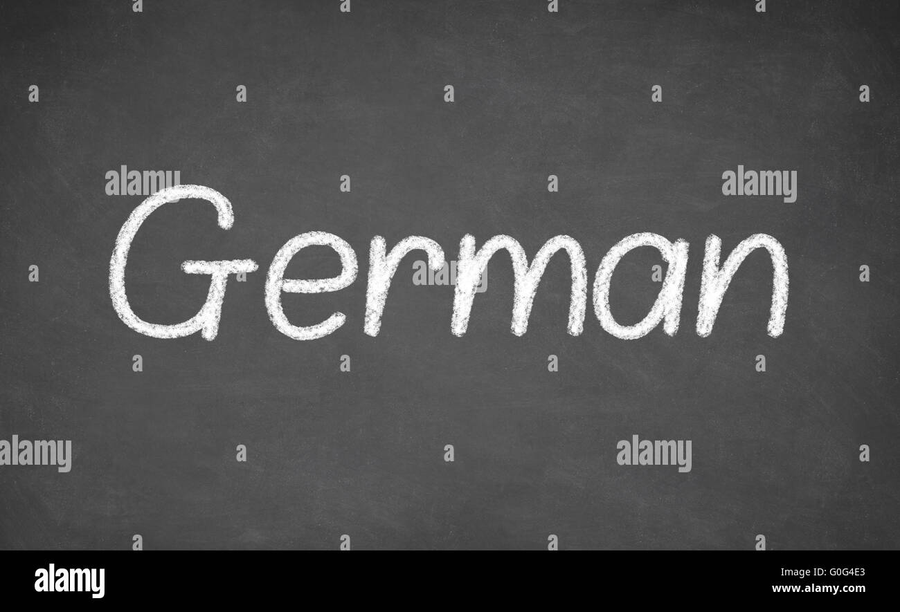 German lesson on blackboard or chalkboard. Stock Photo