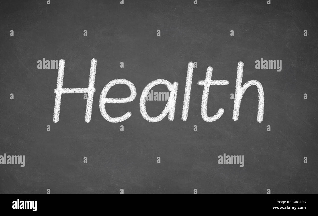 Health lesson on blackboard or chalkboard Stock Photo Alamy