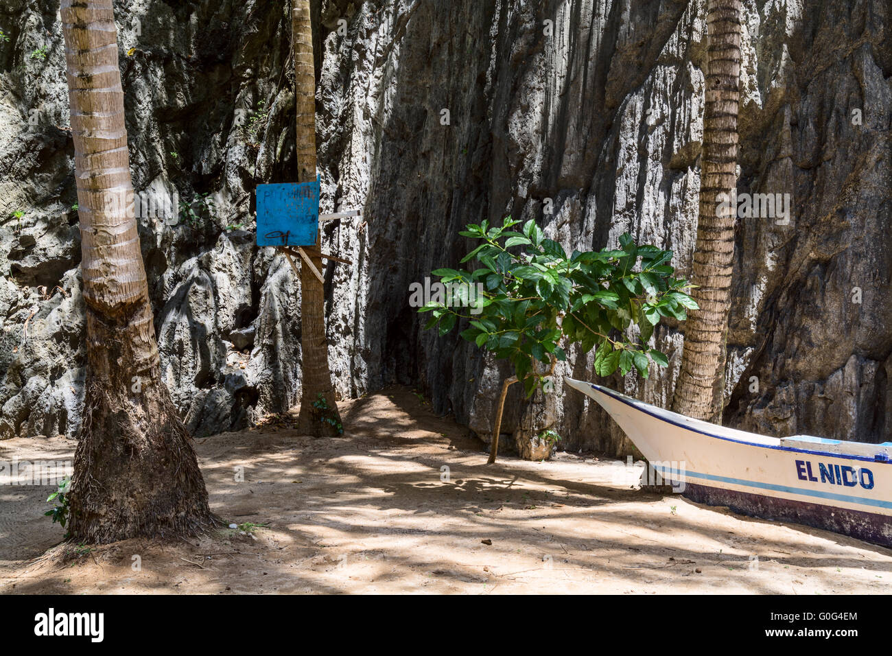 A makeshift basketball hoop in EL Nido, Palawan Philippines Stock