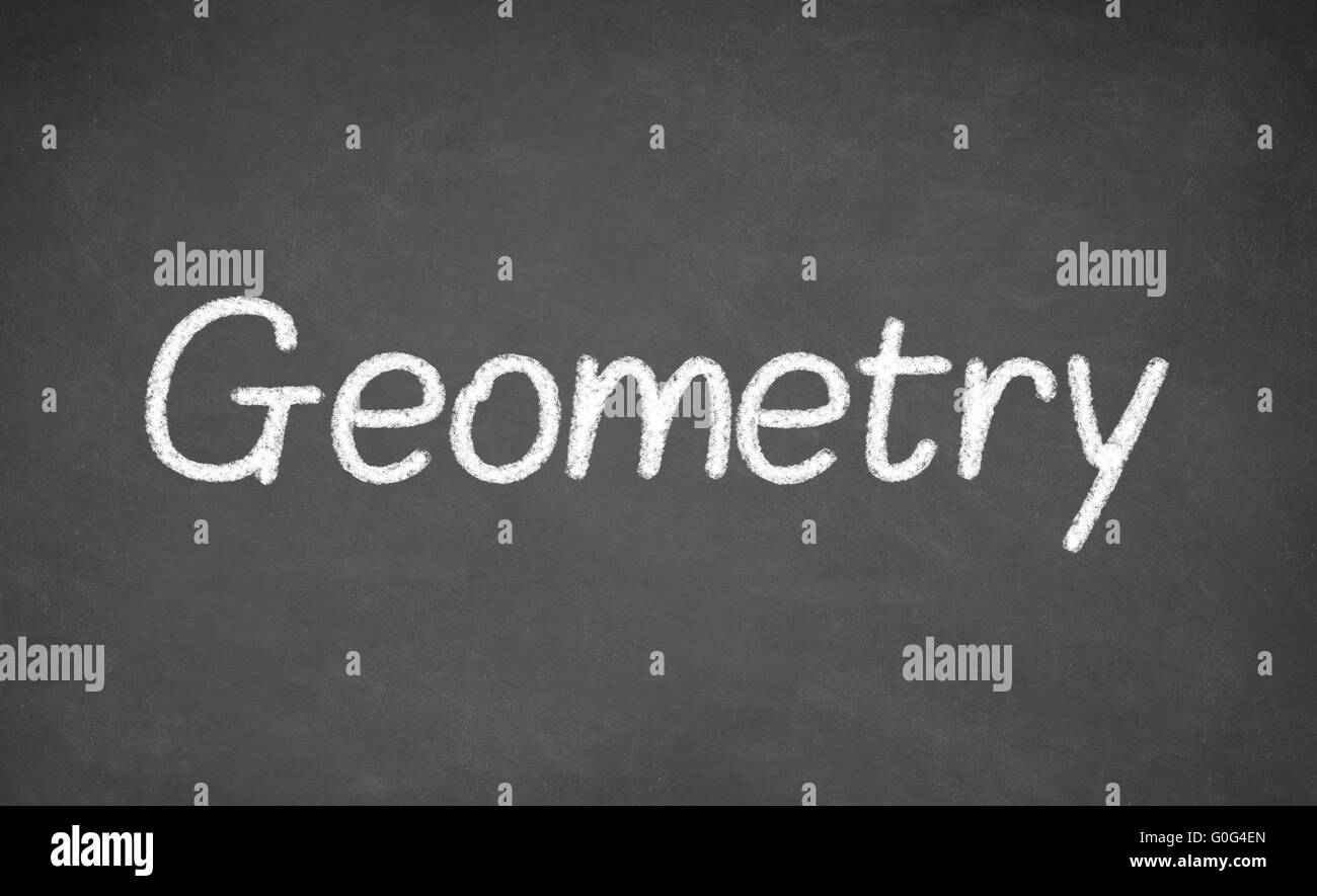 Geometry lesson on blackboard or chalkboard. Stock Photo