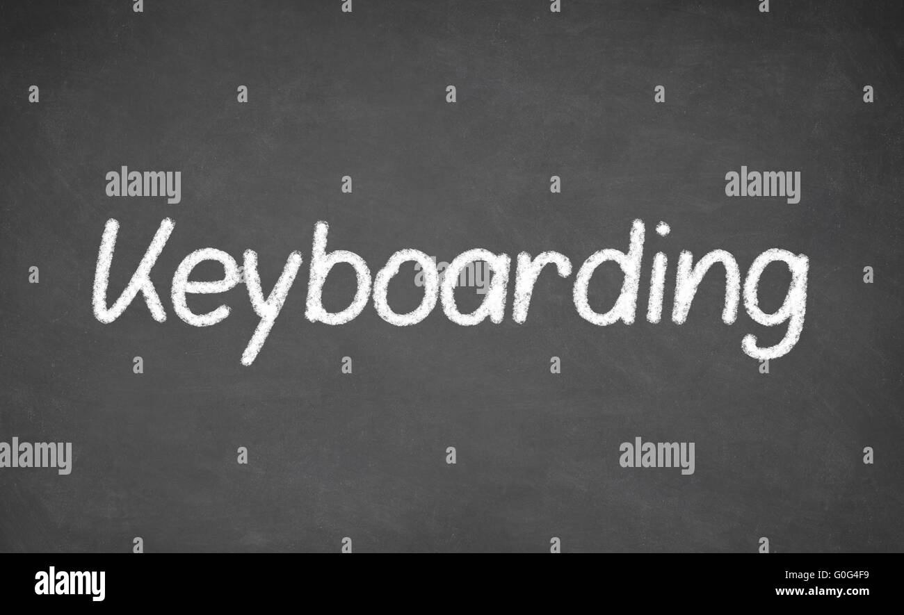 Keyboarding lesson on blackboard or chalkboard. Stock Photo