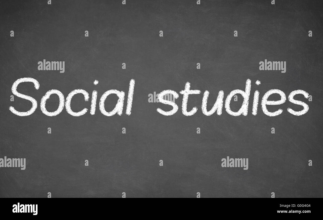 social studies lesson on blackboard or chalkboard. Stock Photo