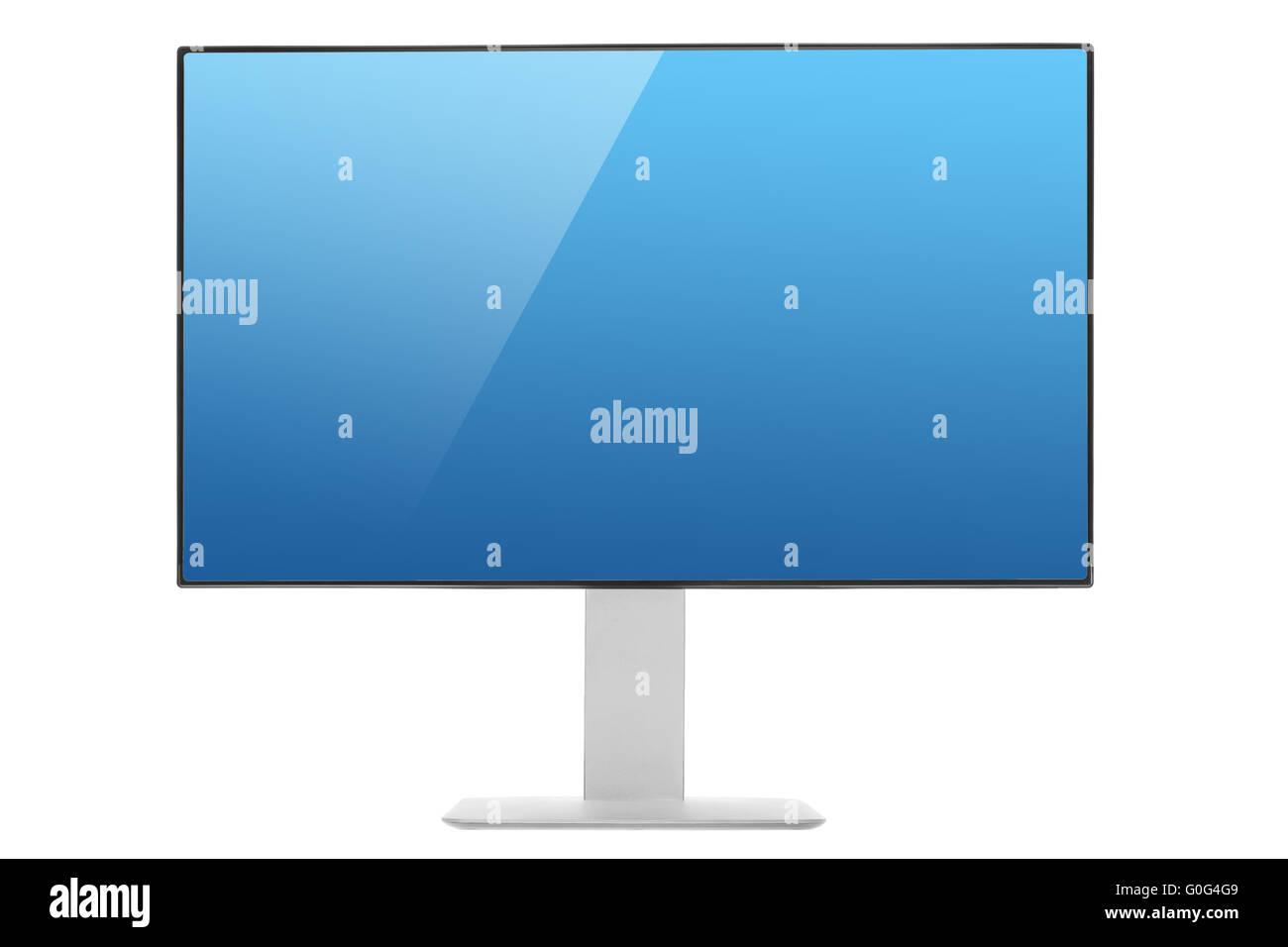 Computer Monitor with glossy blue screen and reflection Stock Photo Alamy