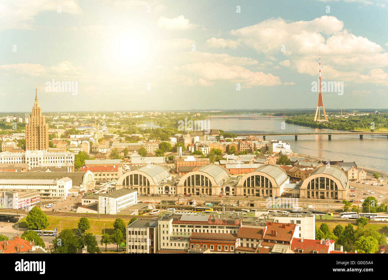 An aerial view of riga, latvia skyline hi-res stock photography and ...