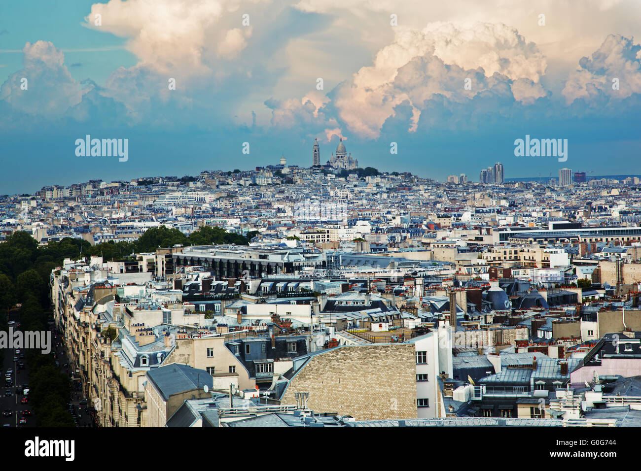View on Montmarte and Sacre-Coeur Basilica, Paris, France Stock Photo