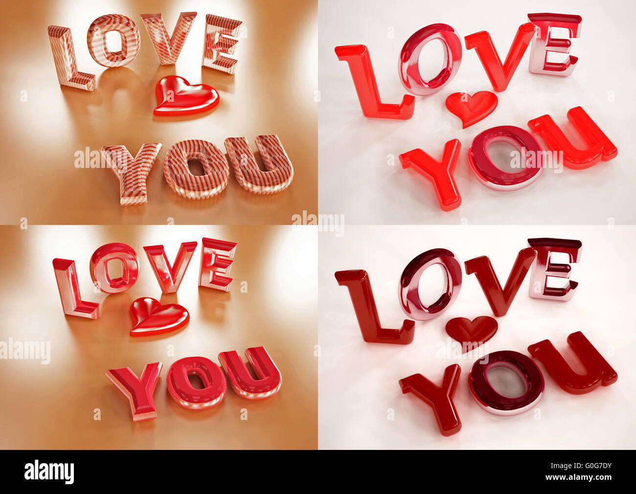 Inscription of LOVE You set of pictures Stock Photo - Alamy