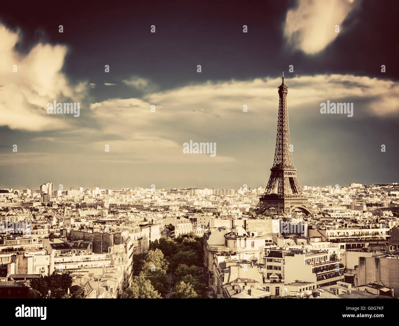 Rooftop view on the Eiffel Tower, Paris, France Stock Photo Alamy