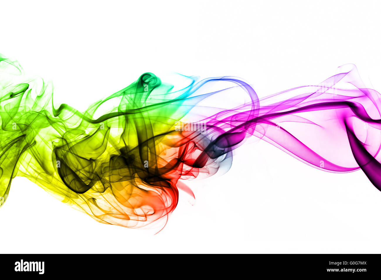 Colorful creative smoke waves on white background. Perfect for design Stock Photo