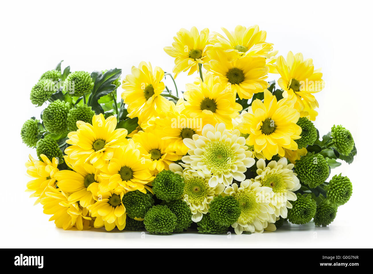 Bouquet of fresh spring flowers isolated on white. Stock Photo