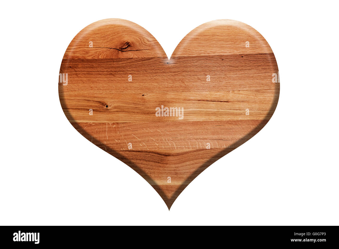Wooden heart shape isolated on white. Love symbol Stock Photo