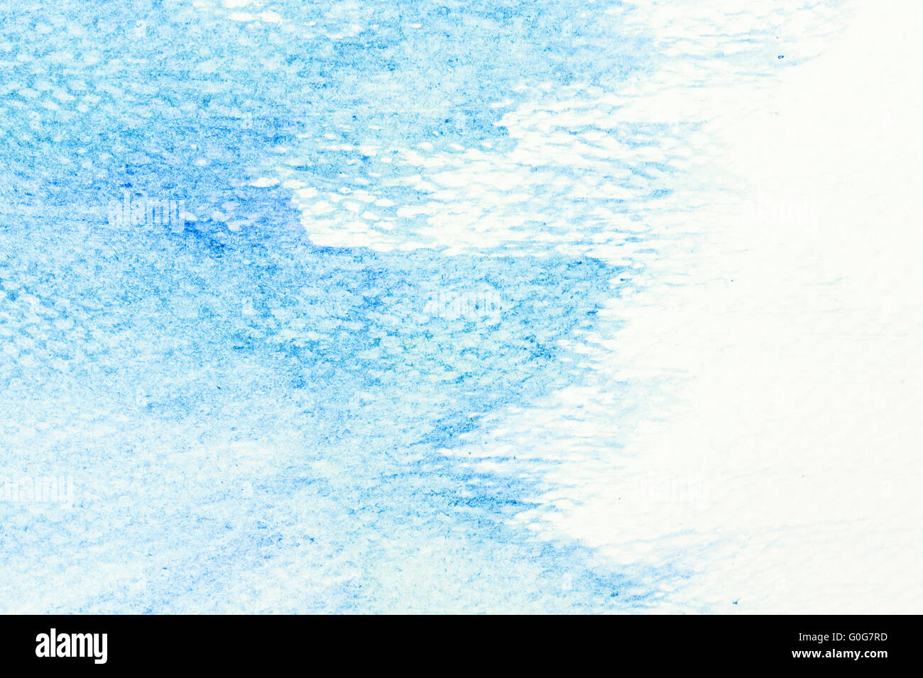 Blue watercolor paint on canvas. Abstract art background. Stock Photo