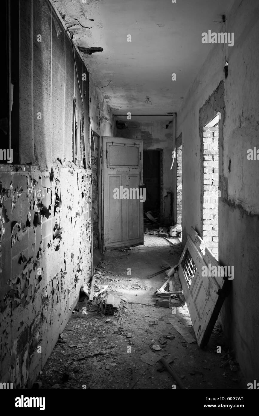 old dilapidated hall Stock Photo