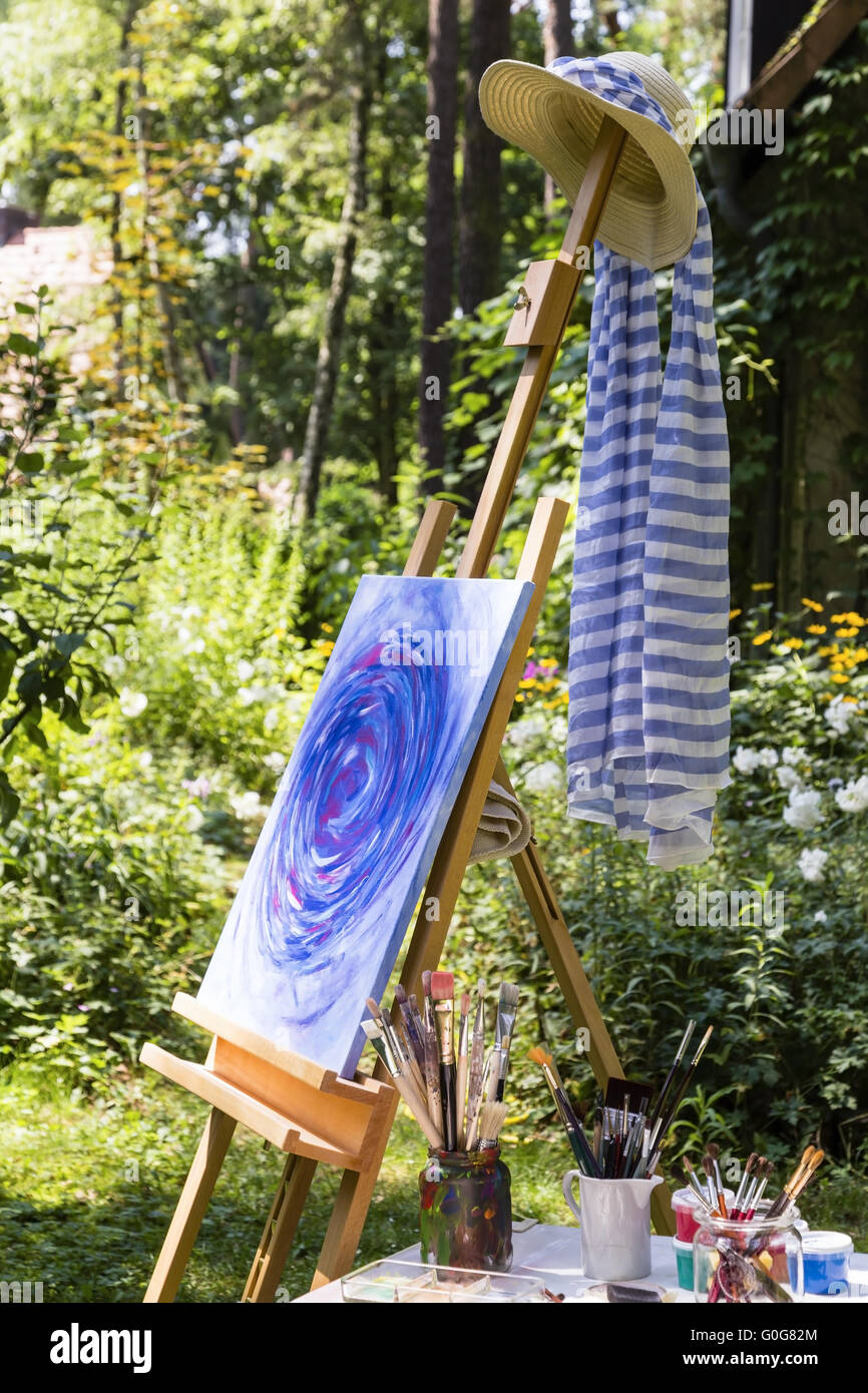painting in the garden Stock Photo Alamy