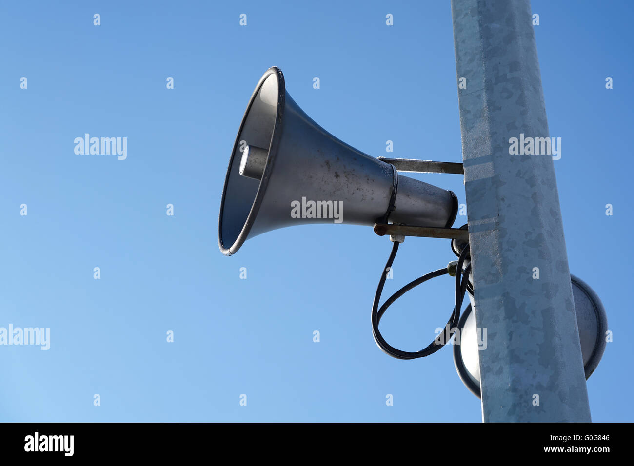 loudspeakers on a pole Stock Photo