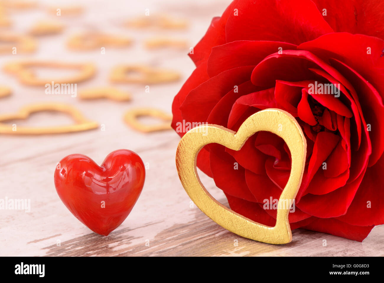 valentines day with red rose and heart in love Stock Photo - Alamy