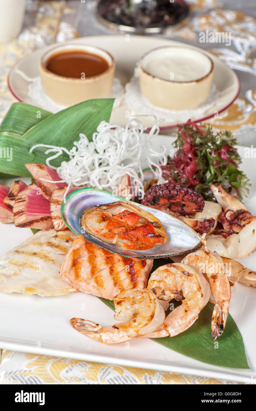 seafood mix dish Stock Photo Alamy