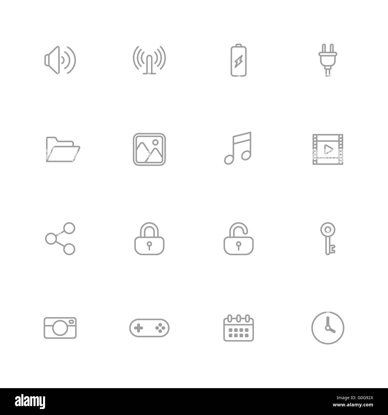 [EPS10] gray line simple web icon set for web design, UI, infographic and mobile apps Stock Vector