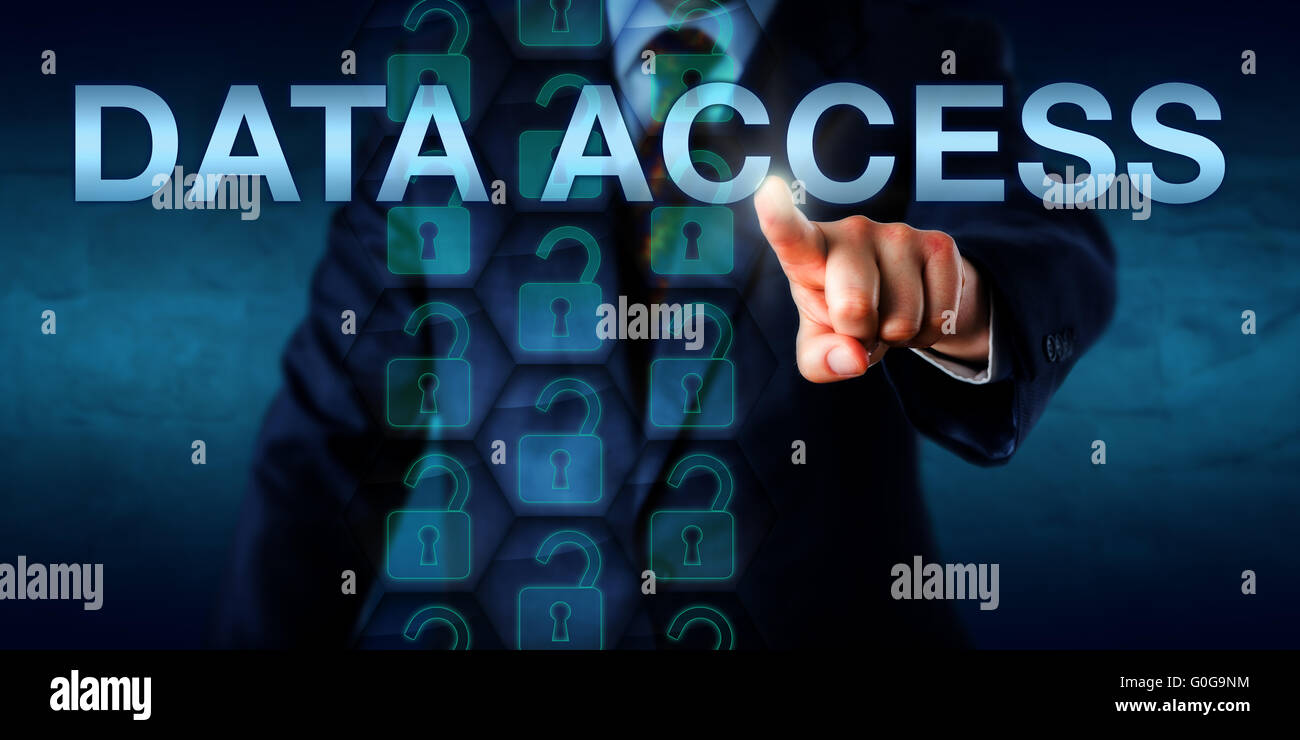Administrator Pushing DATA ACCESS Onscreen Stock Photo