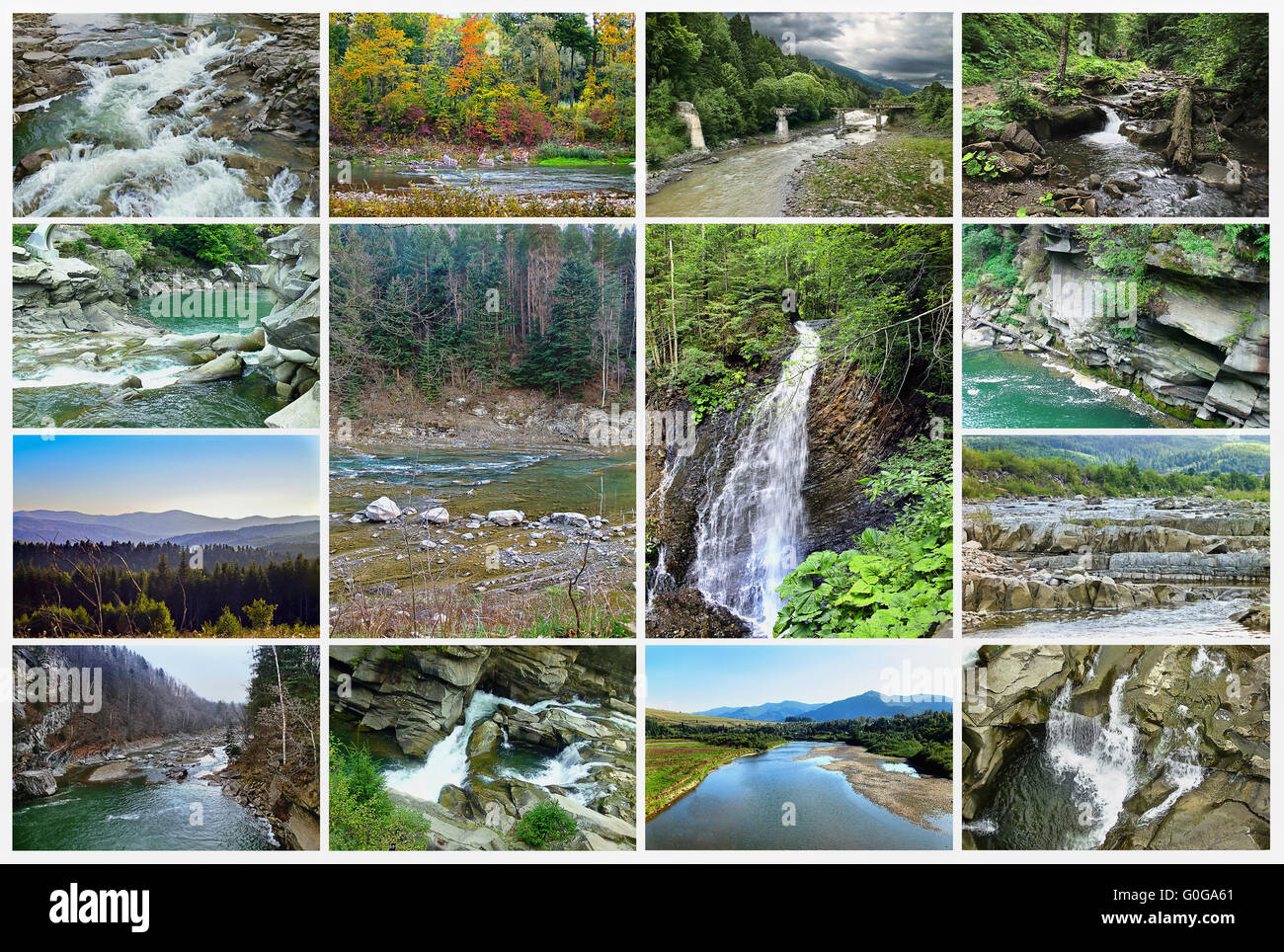 collage of landscapes nature of the Carpathians Stock Photo
