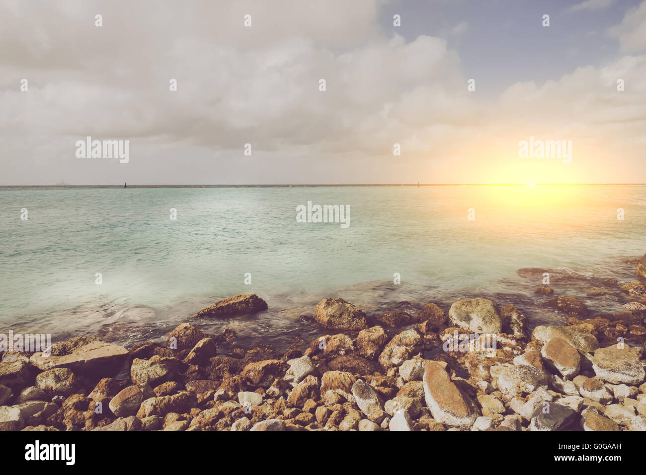 Ocean Background with Instagram Style Filter Stock Photo