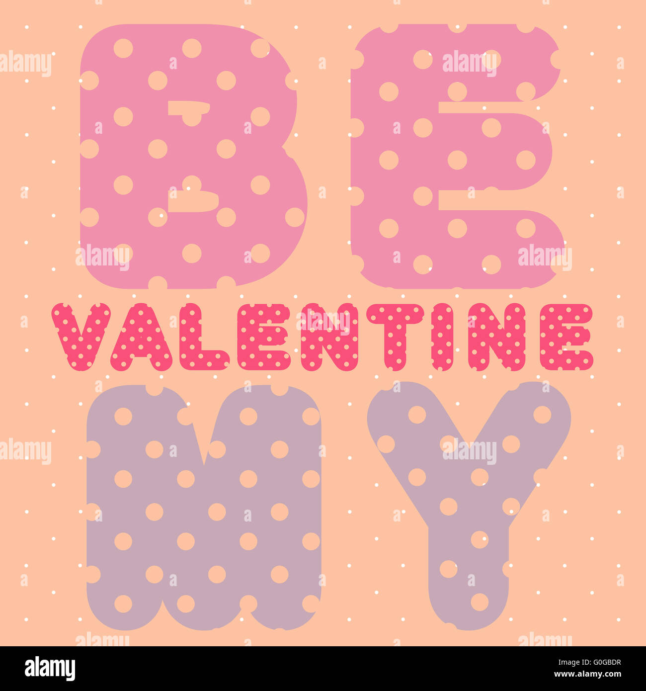 be my valentine text card Stock Photo