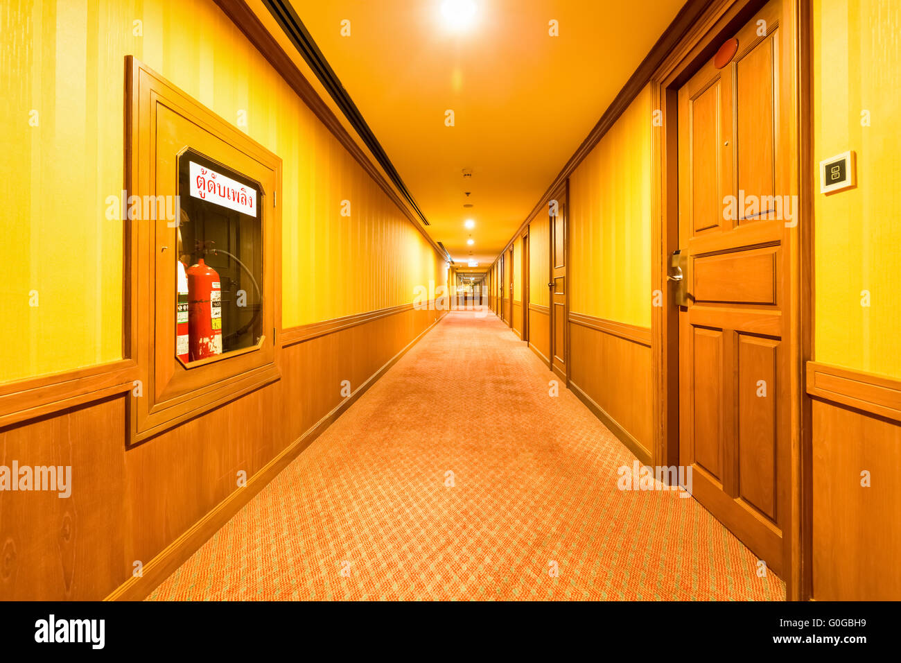 hotel corridor interior Stock Photo