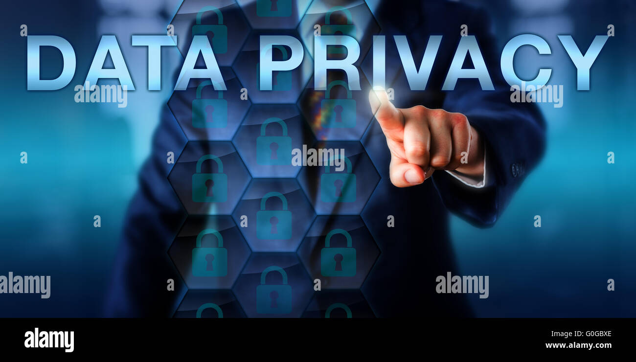 Businessman Pressing DATA PRIVACY On A Screen Stock Photo - Alamy