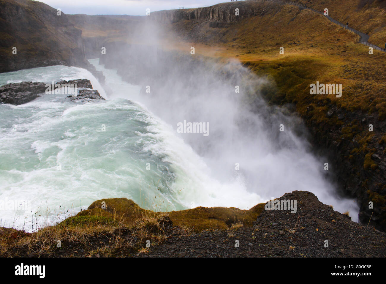 Gullfoss Waterfall, part of the Golden Circle Tour & one of Iceland's most popular tourist attractions Stock Photo