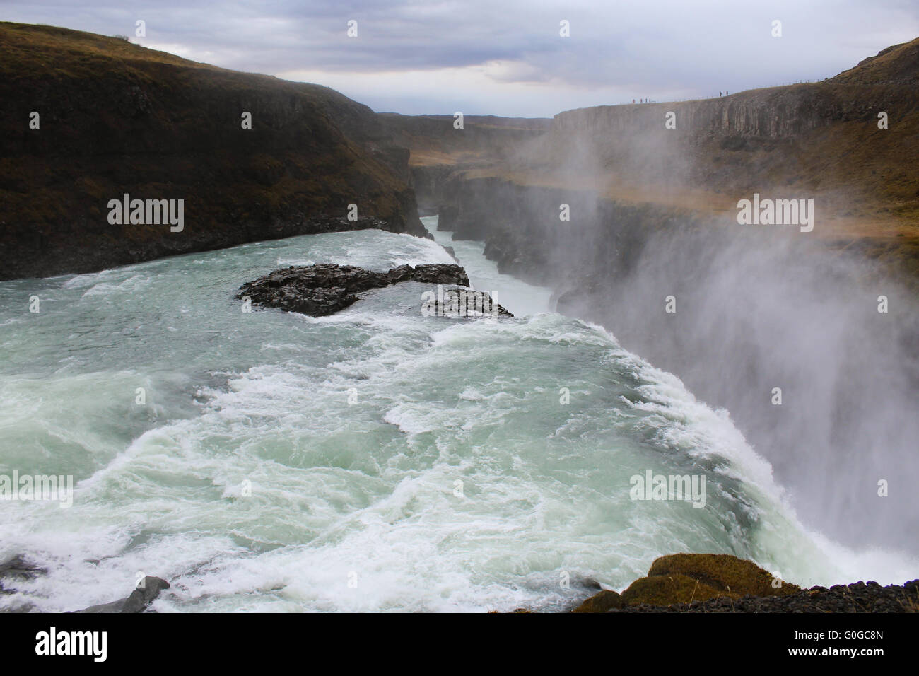 Gullfoss Waterfall, part of the Golden Circle Tour & one of Iceland's most popular tourist attractions Stock Photo