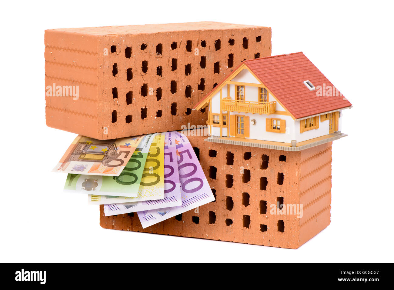 brick and euro money for house construction Stock Photo