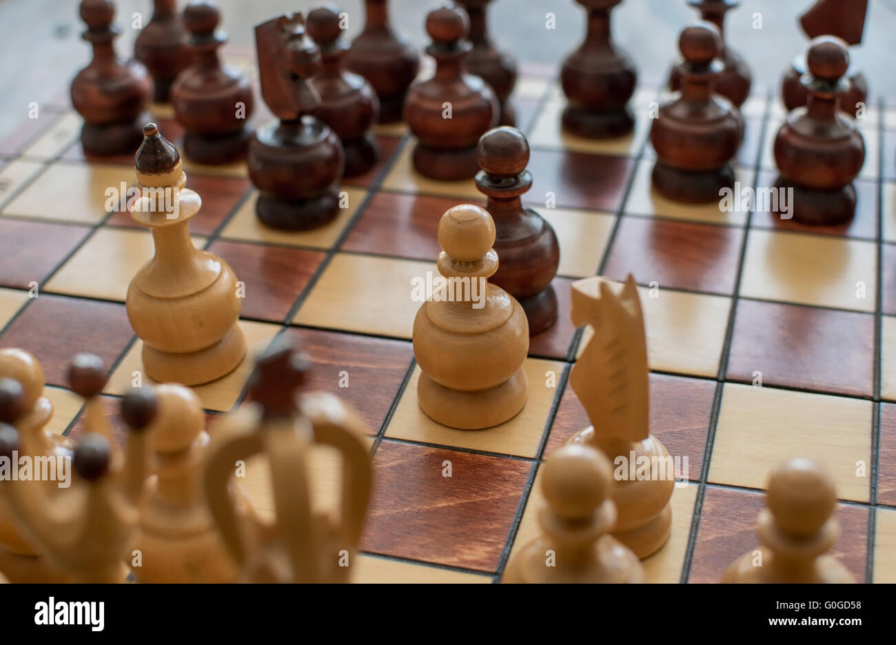 Italian opening on a chessboard Stock Photo - Alamy